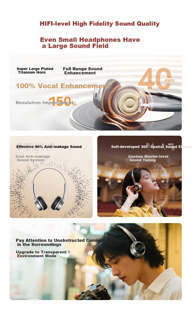 QCY Era 5 Retro Fashion Headphones, HiFi Sound Quality, Long Battery Life, High Aesthetic Value, Lightweight Metal, Millennium Internet Celebrity Atmosphere, Birthday Gift, Tape Black 4