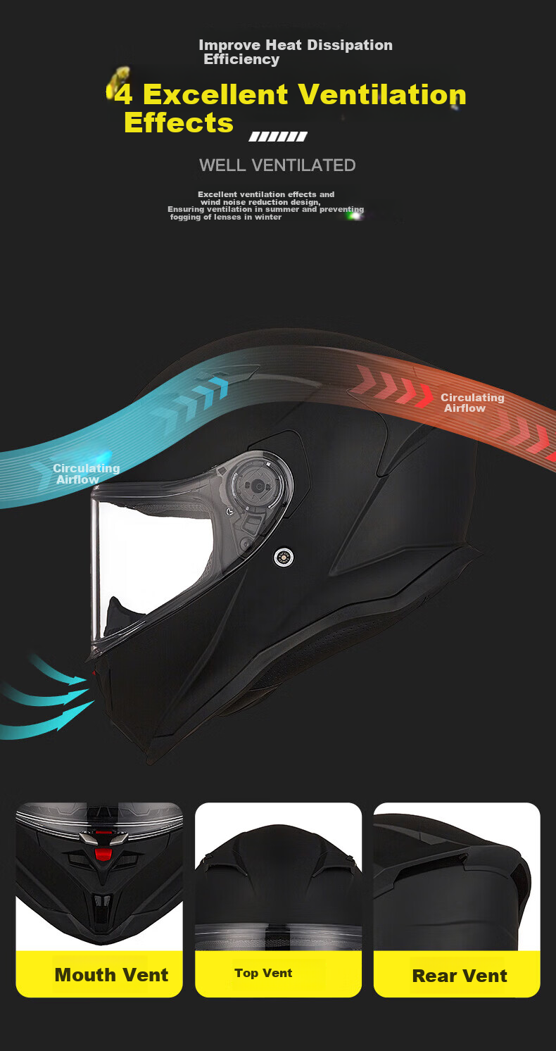 Tanked Racing Motorcycle Helmet T153S, Anti-Fog Black Future Technology [Duck Co-Branded Edition], XXXXL 6
