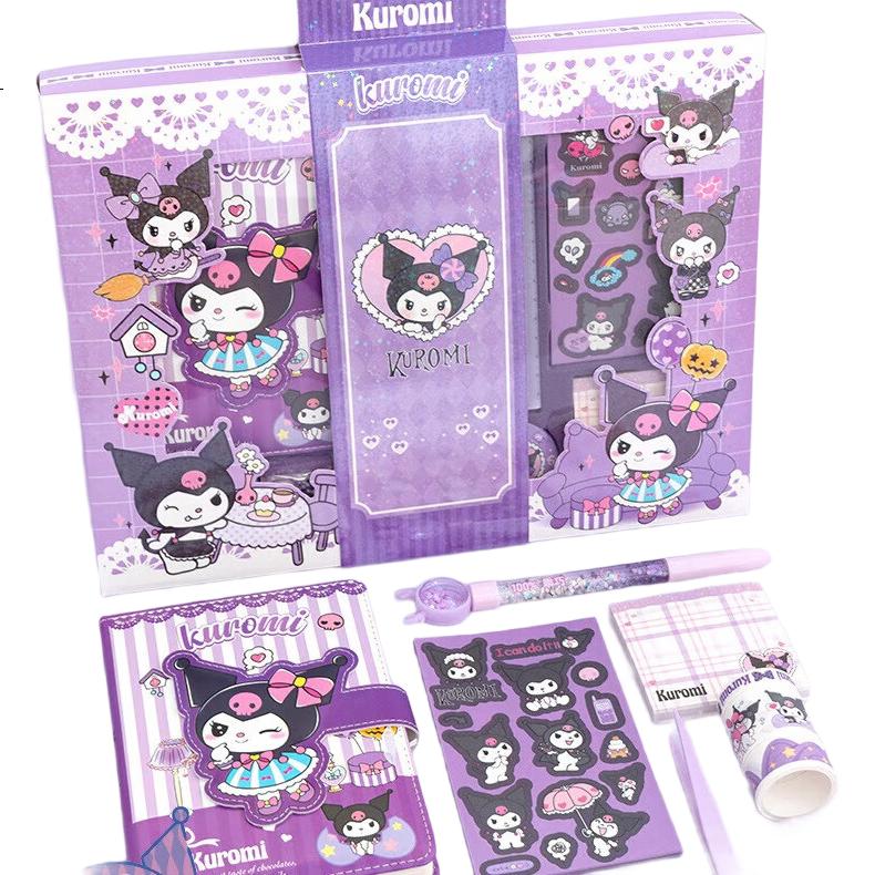 Подарочный набор для творчества Kuromi, для девочек, с блокнотом, стикерами, ручками и другими аксессуарами, для школьников, подарок на день рождения