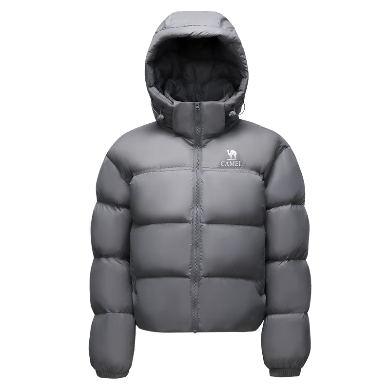 CAMEL [Black Diamond Series] Women's Short Outdoor down Jacket, Ladies' Thickened Warm Hooded Puffer down Coat