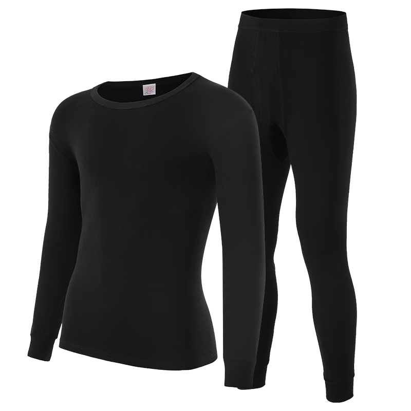 LangSha Men's Pure Cotton Thermal Underwear Set 10A Antibacterial and Anti-Mite Cotton Shirt and Pants Thin Base Layer