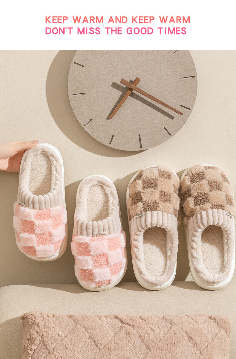 She Enjoy Women's Winter Indoor Warm Fleece Lined Couple Cotton Slippers TR110 3