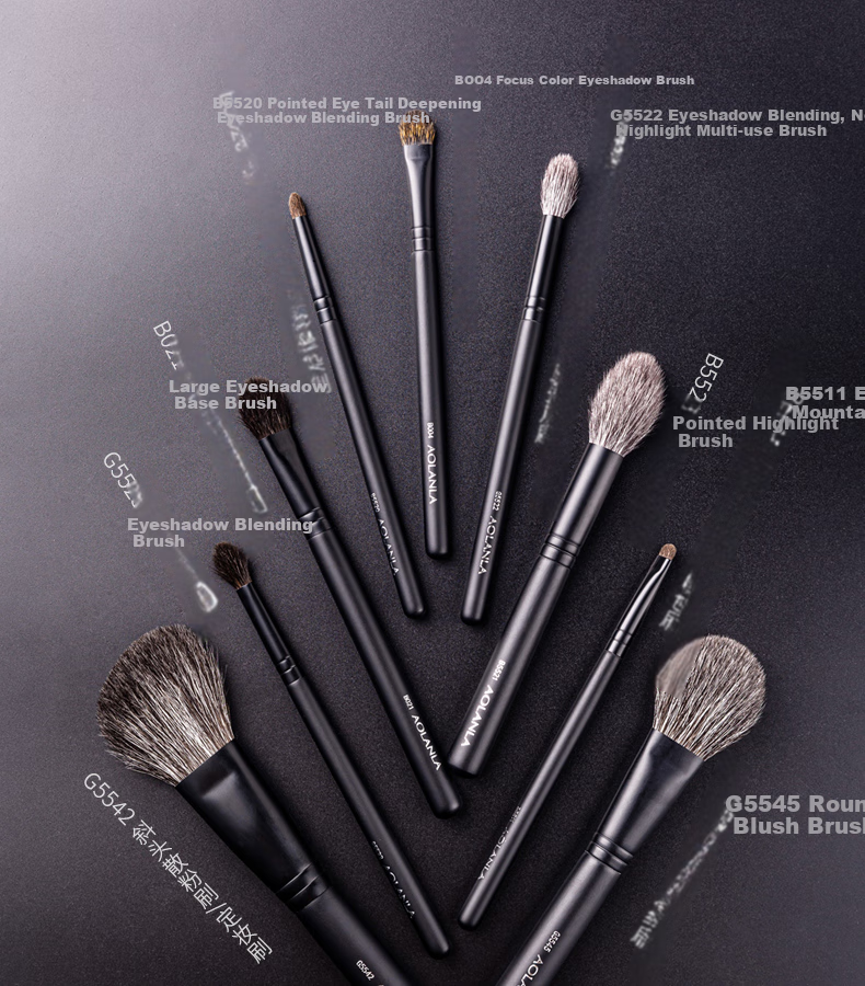 AOLANLA Premium Gray Mouse Hair Makeup Brush Set, 9 Pieces, All Animal Hair Beauty Tools Gift Box, Birthday Present for Wife 3