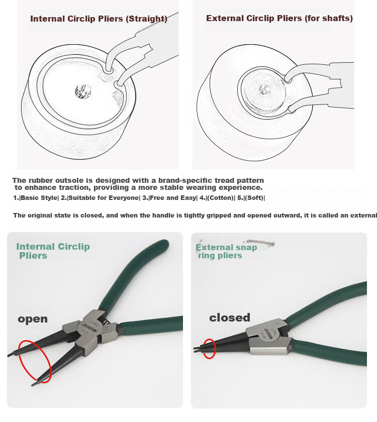 SATA German-Style Straight-Jaw Spring Pliers, 9", 72033 1