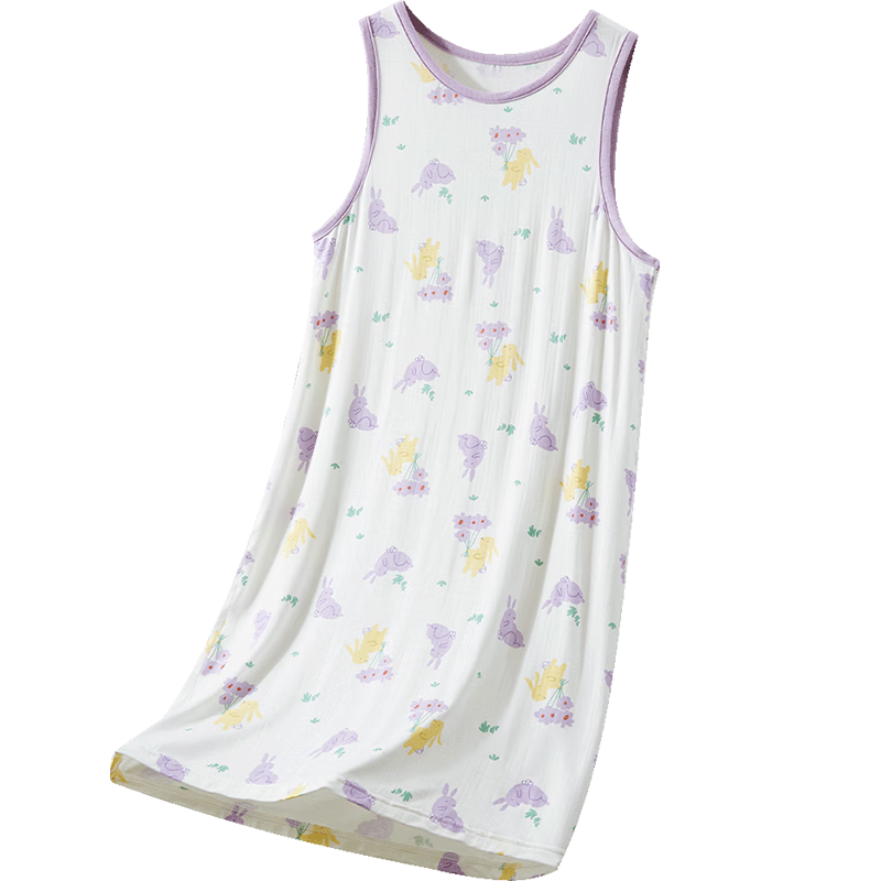 DEESHA Girls' Lightweight Cooling Breathable Antibacterial Camisole Nightdress Spring Summer Home Dress 7A Series