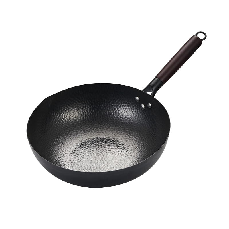 Quanpinwu 32cm Cast Iron Wok Non-Stick Stir Fry Pan for Gas Stove and Induction Cooker, No Coating, Made in Zhangqiu