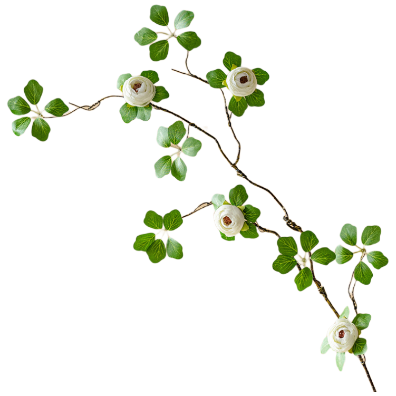 Fan Ye Camellia Artificial Flower Decorative Chinese Zen Style Faux Green Plant Living Room Desktop Ornament Fake Flower Photography Prop