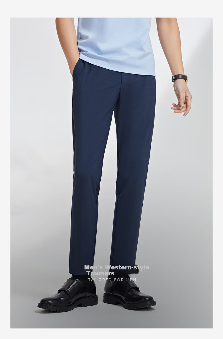 YOUNGOR Men's Dress Pants, Spring And Summer, Young Men's Business Casual Trousers, VCHX310105HWY, Blue, 180/90A 2