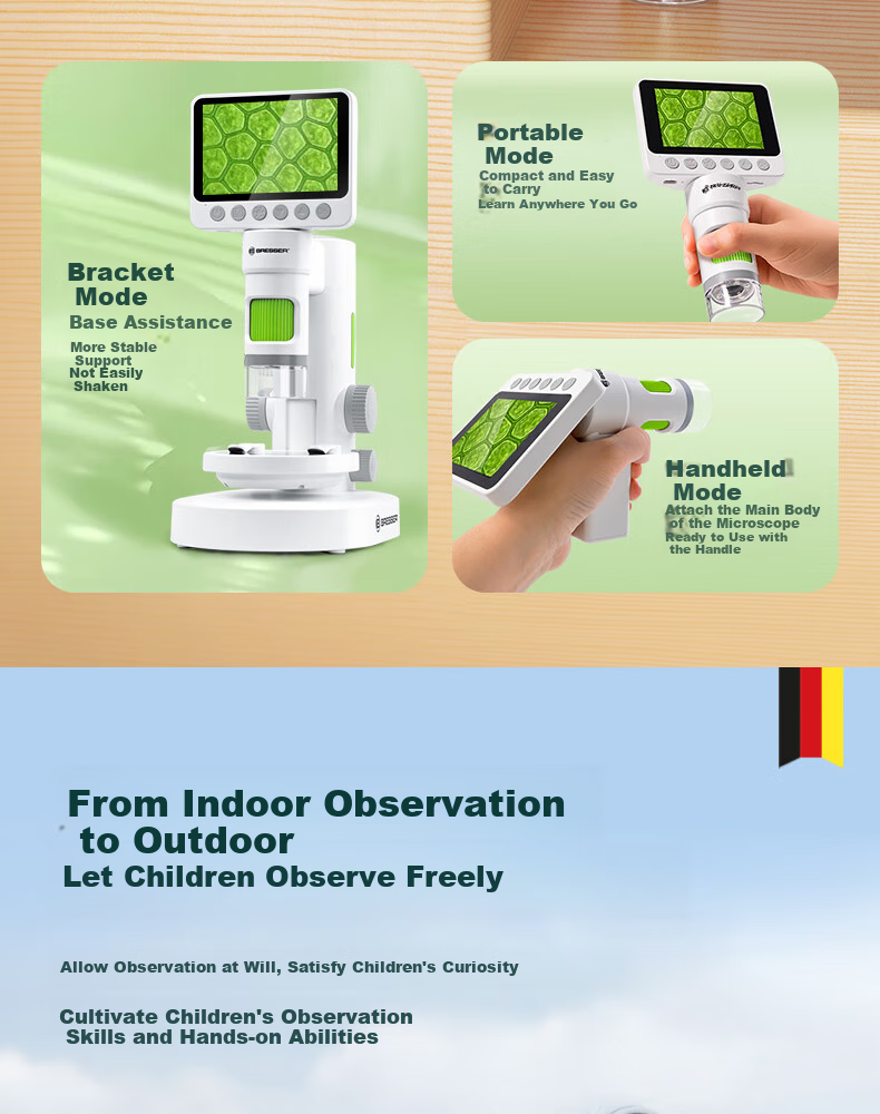 Bresser Microscope for Children, Middle School Students And Elementary School Students, Professional Electronic with Display Screen to View Bacteria, New Year Gift 8