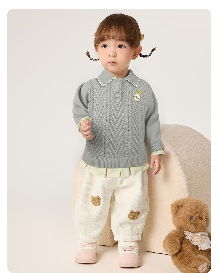 Balabala BalaOne Girls' Sweater Children's 2025 Winter Knitwear Baby Knit Sweater Sweet 208425103001 3