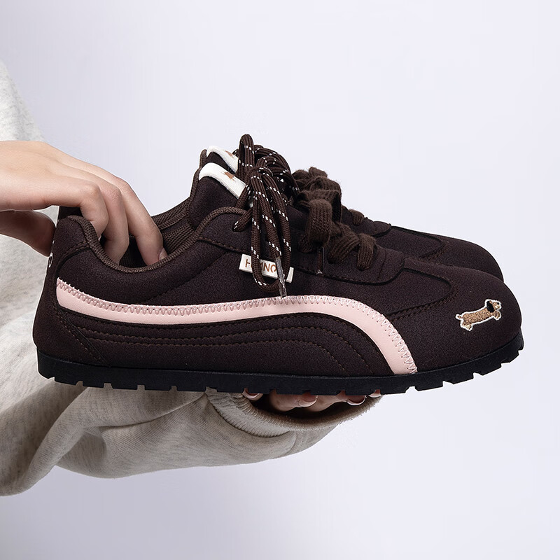 HUANQIU Popular Brown Dexun Shoes, 2026 New Summer Leather Lightweight Student Sneakers, Versatile Casual Shoes for Wome
