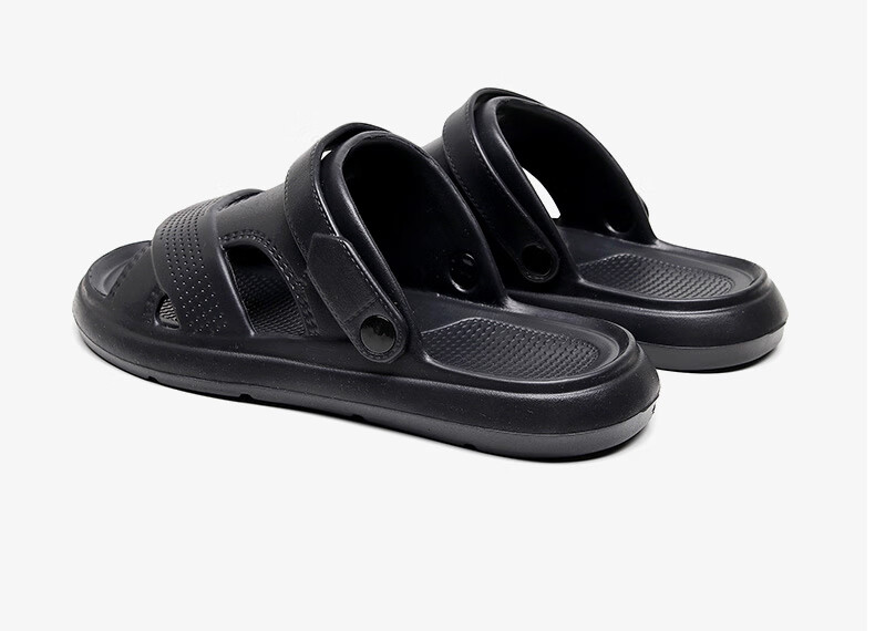 Guoluofi Men's Summer Sandals Beach Shoes Soft Sole Non-Slip Thick Sole Breathable Casual Dual-Purpose Outdoor Slippers Black Size 43-44 3