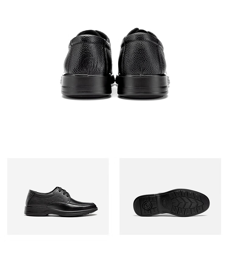 Aokang Leather Shoes for Men, Casual Business Shoes, Comfortable Work Lace-Up Formal Shoes, British Style Footwear, Black, Size 40 11