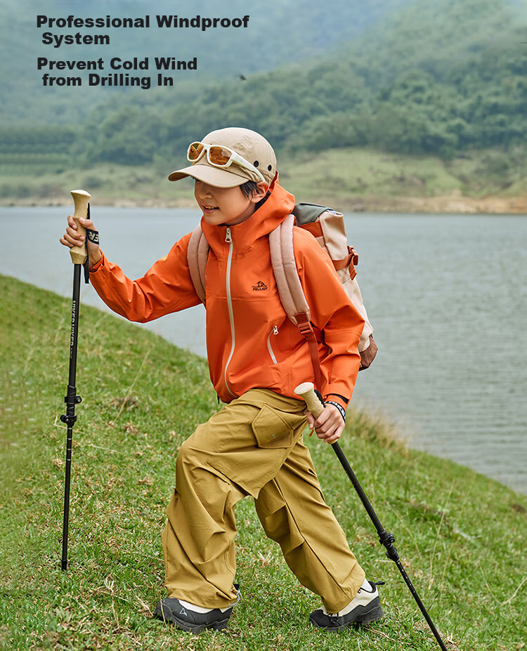 Pelliot [Xiaoshanke] Children's Outdoor Hardshell Waterproof Jacket for Boys And Girls, Model 135101017, Orange, Size 150 6