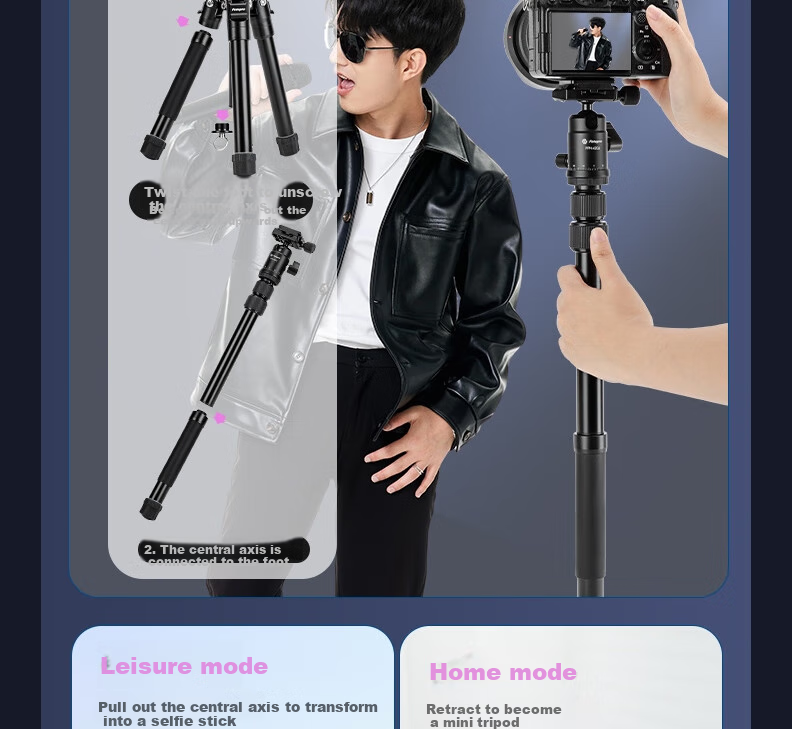 Fotopro FY-830+42QF Compact Detachable Monopod Quick-Expand Concert Camera Tripod Phone Stand 13