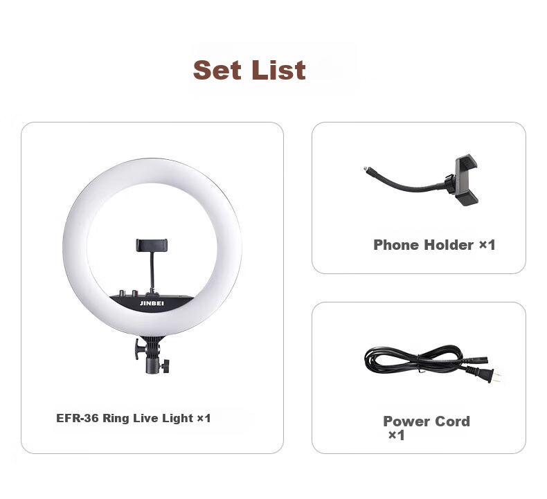 JINBEI EFR-36 Circular Fill Light, LED Mobile Phone Live Streaming Stand Light, Face Light for Streamers, Selfie Photography Beauty Light, Round Cosmetic Tattoo Photography Lighting 10