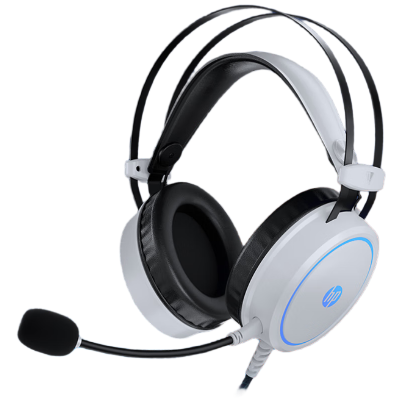 HP GH100 Gaming Headset, 7.1 E-Sports Sound Card, Over-Ear Wired Headphones, for Internet Cafes And Gaming, Delta Action Sound Positioning, White