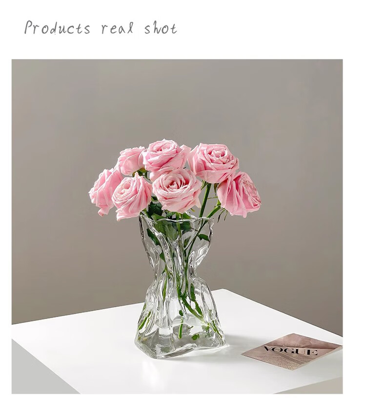 Fanye Premium Glass Vase Transparent Water Flowerpot Irregular Ins Style Decorative Flower Arrangement for Living Room Dried Flowers 2
