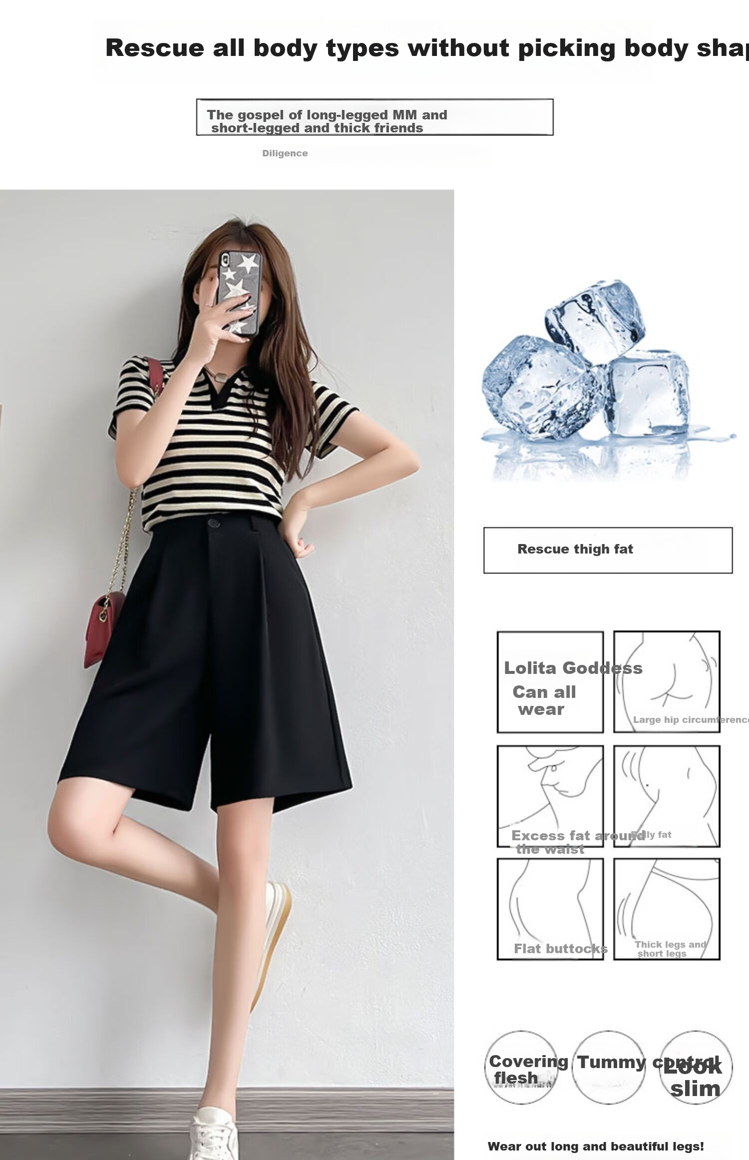 LangSha Women's Wide-Leg Straight Shorts, Summer Loose-Fitting High-Waisted Slimming A-Line Mid-Length Pants for Outdoor Wear 11