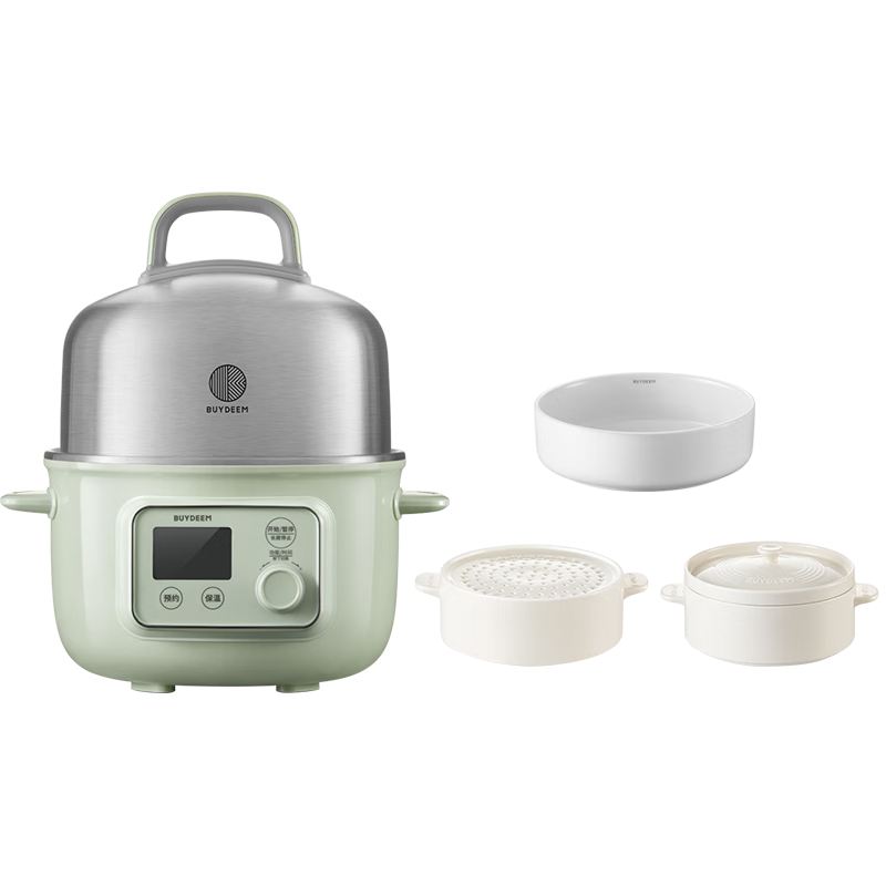 Buydeem Electric Steamer, Electric Cooker, Electric Hot Pot, Steaming Pot, Small Electric Pot, Steaming Stew Pot, Programmable Electric Stew Pot, Multifunctional Steaming Cooking Stew Pot G37 All-in-One Pressure Cooker Light Gree