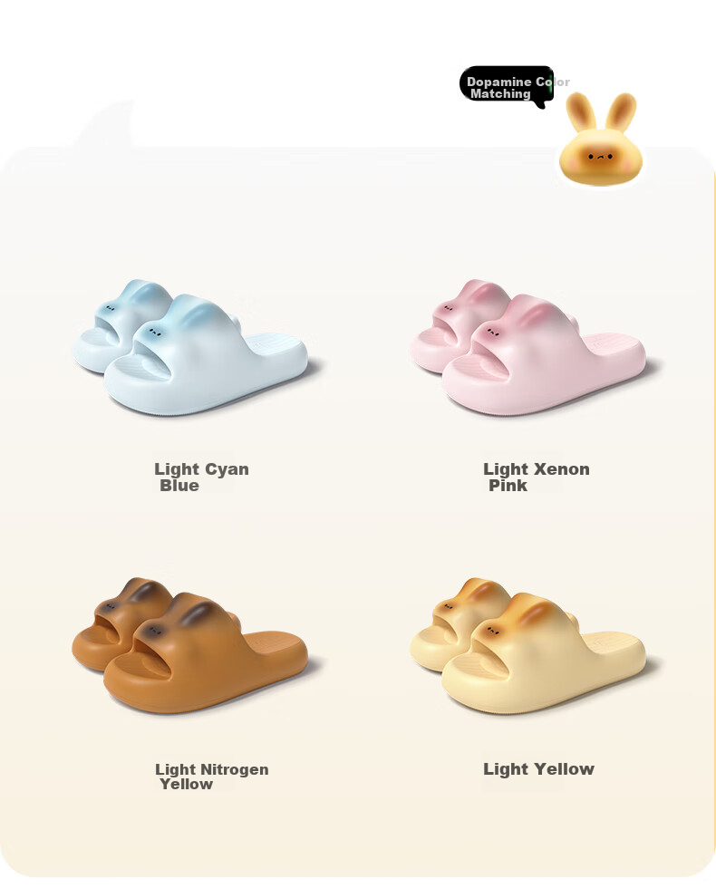 Chikoku Cute Rabbit Slippers for Women, Thick-Soled, Summer Home Indoor Bathroom Non-Slip Quiet Couple Sandals for Summer Outdoor Wear 21