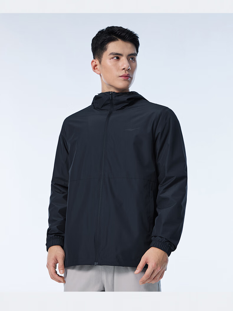 ERKE [Yu Shi Same Style] Water-Resistant Jacket for Men, Spring Stand-Collar Hooded Coat, Outdoor Sports Windbreaker 13