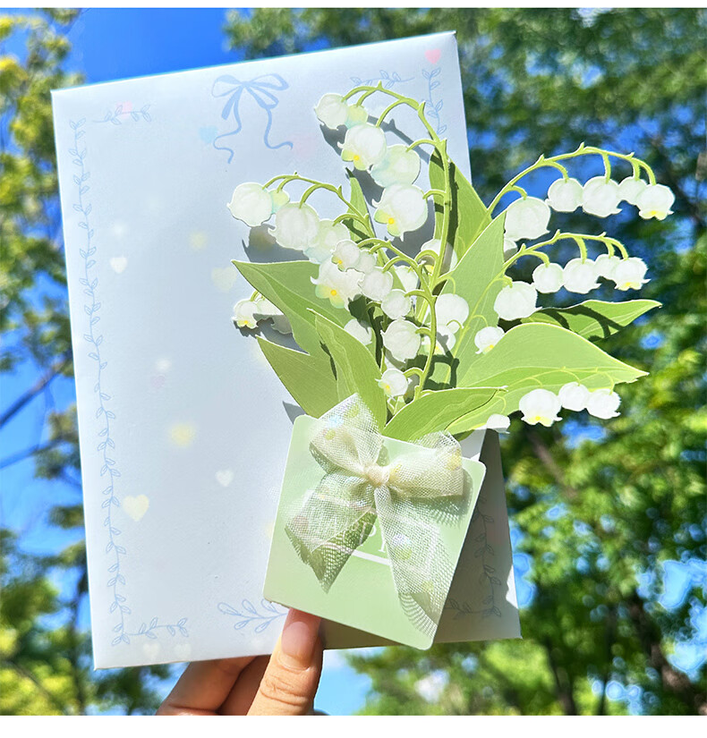 DiLe Birthday Gift for Teacher DIY Handmade Blooming Bouquet Kindergarten Primary School Creative 3D Pop-up Mom Greeting Card Postcard Single MJ-A665 Blue 15