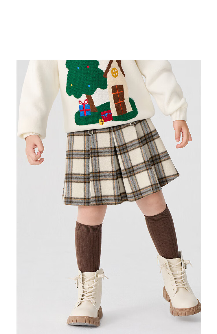 BALABALA Kids Children's Autumn Winter Skirt Girls Short Skirt Versatile Fashion Pleated Skirt for Older Girls 1