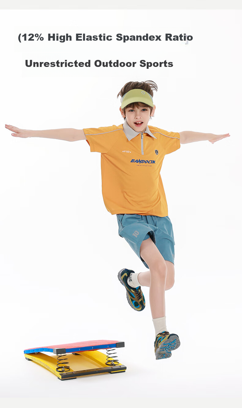 BANDOCIN Boys' Sports Polo Shirt, Summer Lightweight Stylish New Design, Children's Summer Short-Sleeve T-Shirt, Sunshine Orange, Size 140 3