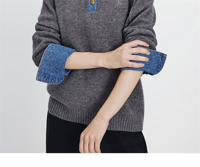 Navigare Italian Small Sailboat 25th Anniversary New Knitwear Women Loose Sweater Denim Patchwork Wool Sweater 2334015502 3