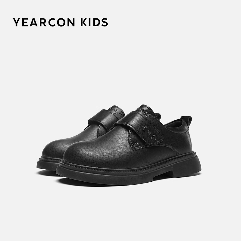 Eierkang Black Leather Shoes Essential Boys' School Shoes Campus Performance Leather Shoes Casual Little Gentleman Ceremony Shoes Black Size 37