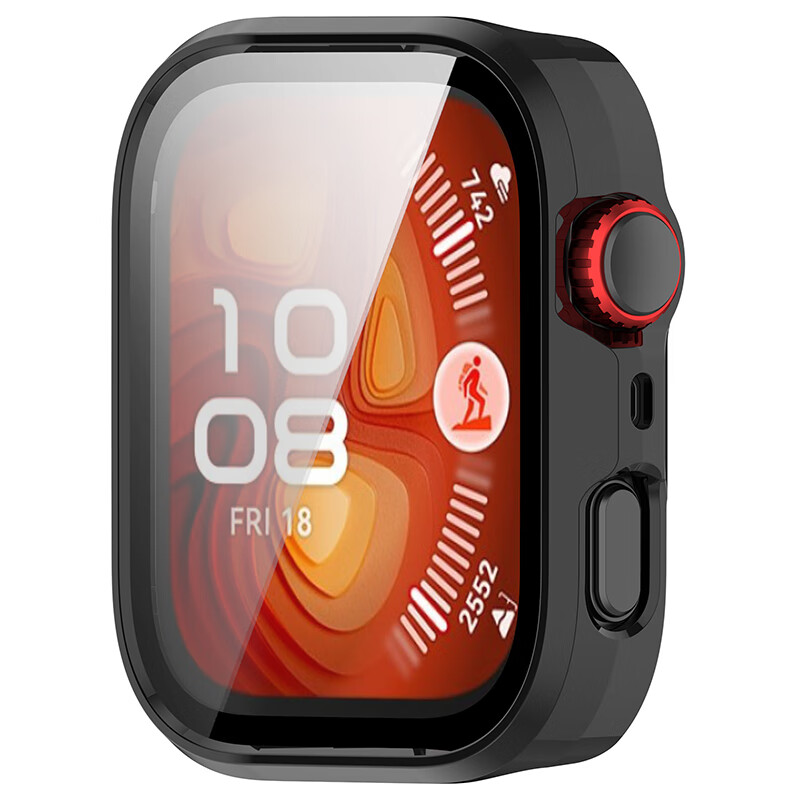 KMaxAI Protective Film And Hard Case for Huawei Watch Fit4 Pro, Integrated Full Protection Cover for Watch Face, Screen Protector Anti-Scratch Anti-Fingerprint Tempered Glass Film for Watch, Black