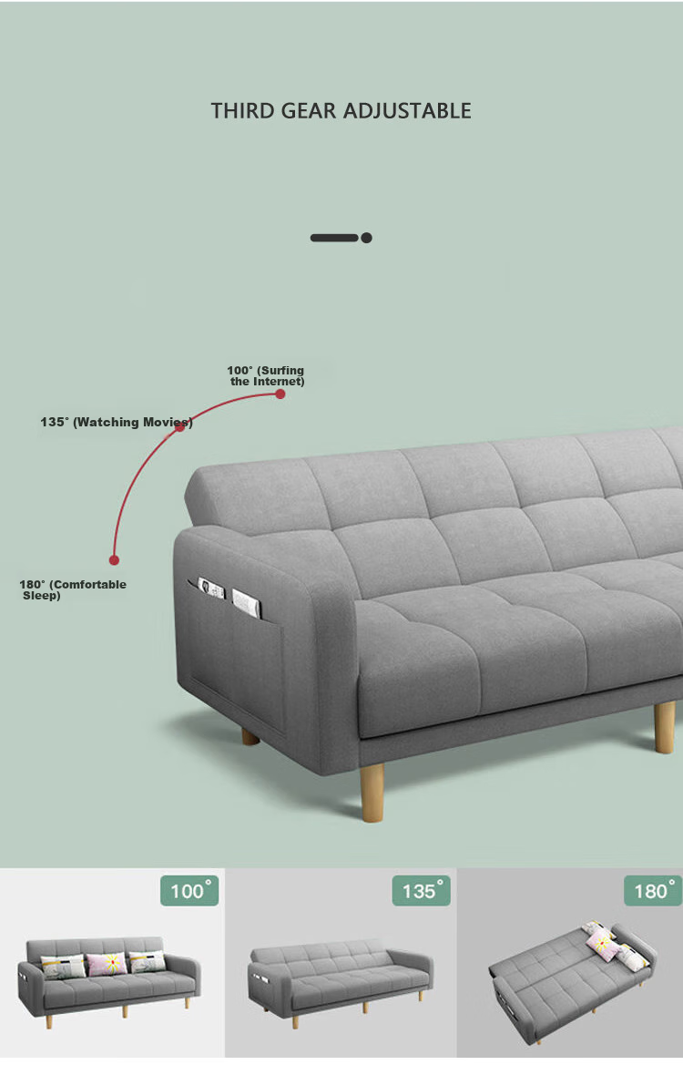L&S Sofa Bed Dual-Use Foldable Sofa Small Apartment Tech Fabric Sofa Trendy Model S96 Light Gray 2.0m 11