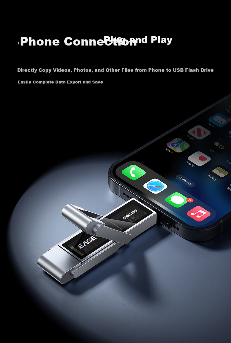 EAGET SU220 512GB Dual-Interface Portable SSD Flash Drive, 2000MB/s, USB3.2/Type-C High-Capacity Flash Drive, Compatible with Phones And Computers, Office USB Drive 5