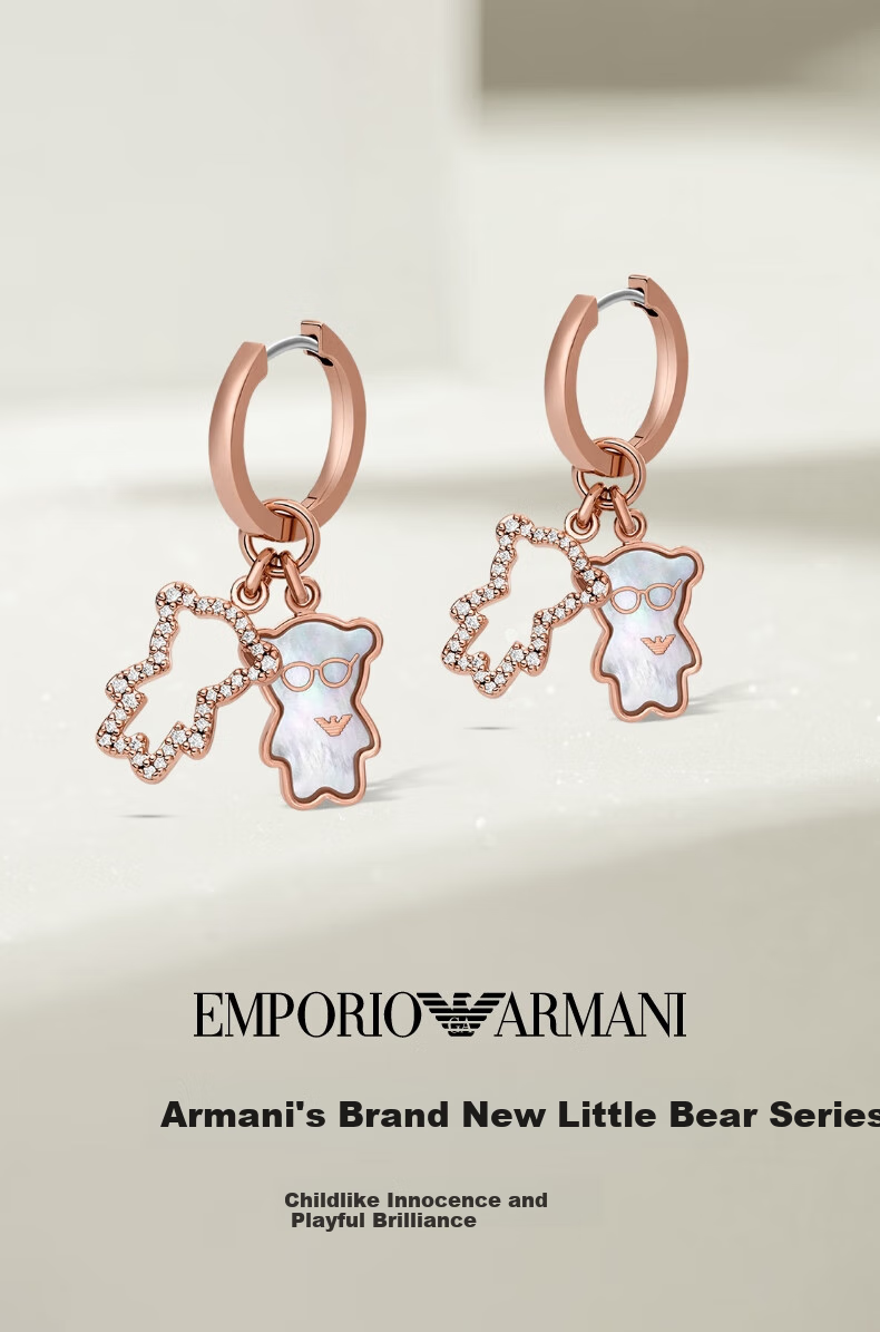 EMPORIO ARMANI Women's Stud Earrings, Bear Mother-Of Earrings, Birthday Gift for Girlfriend, EGS3115221 1