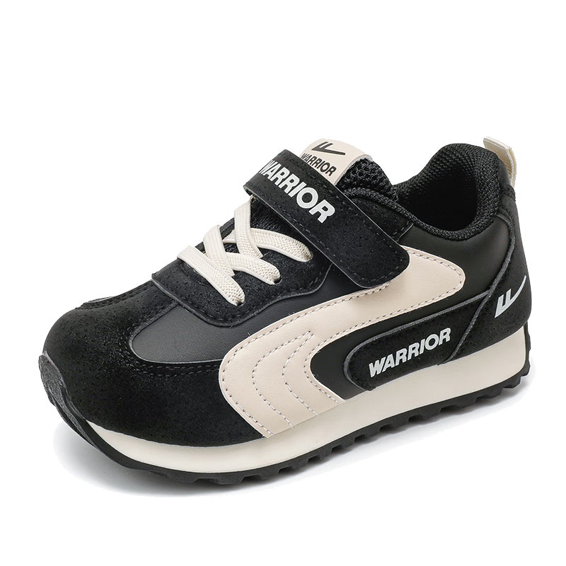 Warrior Boys' Sports Shoes Spring and Autumn Lightweight Training Casual Running Shoes WZ-1667 Black/Beige Size 35