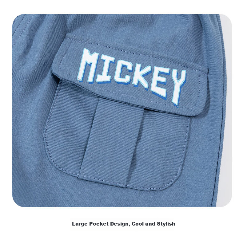Disney Boys' Short Sleeve and Shorts Set Mickey Cartoon Casual Fashion Comfortable Breathable Summer New Blue Stripes Size 90 14