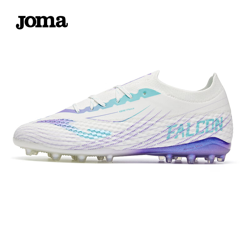 JOMA New Falcon 2.0 Series Speed Lightweight MG Studs Professional Soccer Shoes Men White/Purple Size 44