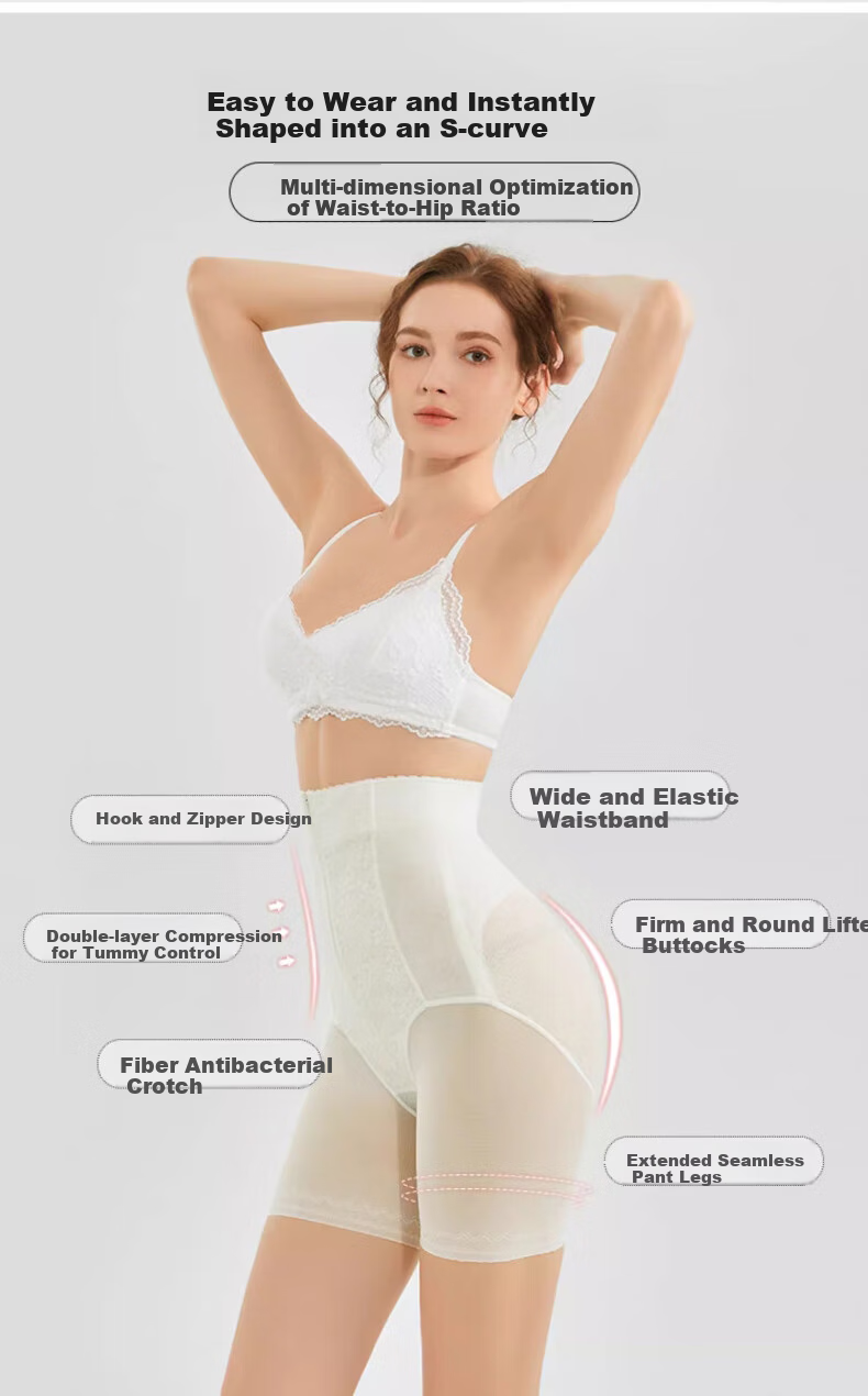 LangSha High Waist Tummy Control Butt Lifting Pants Women Strong Abdomen Slimming Seamless Thin Hook and Zipper Shaping Underwear Safety Shorts 5
