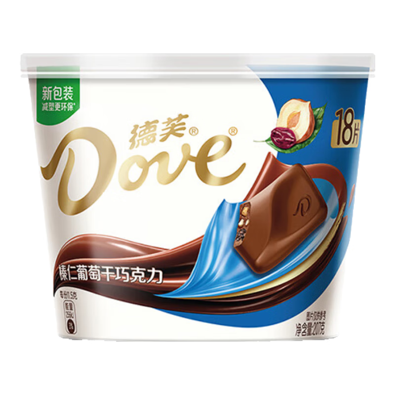 德芙全家桶 榛仁葡萄干巧克力 碗装207g 休闲零食 糖果 生日礼物 送礼