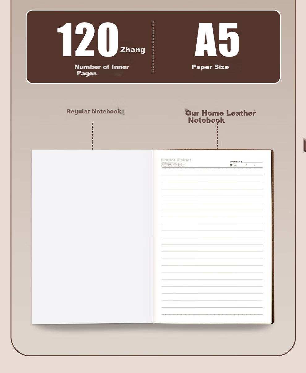Jiaranheng Business A4 Large Notebook, High-Quality Office Stationery, Sheepskin Cover, Handwritten Journal, Meeting Record Book, Thickened Diary, Customizable, Brow 4
