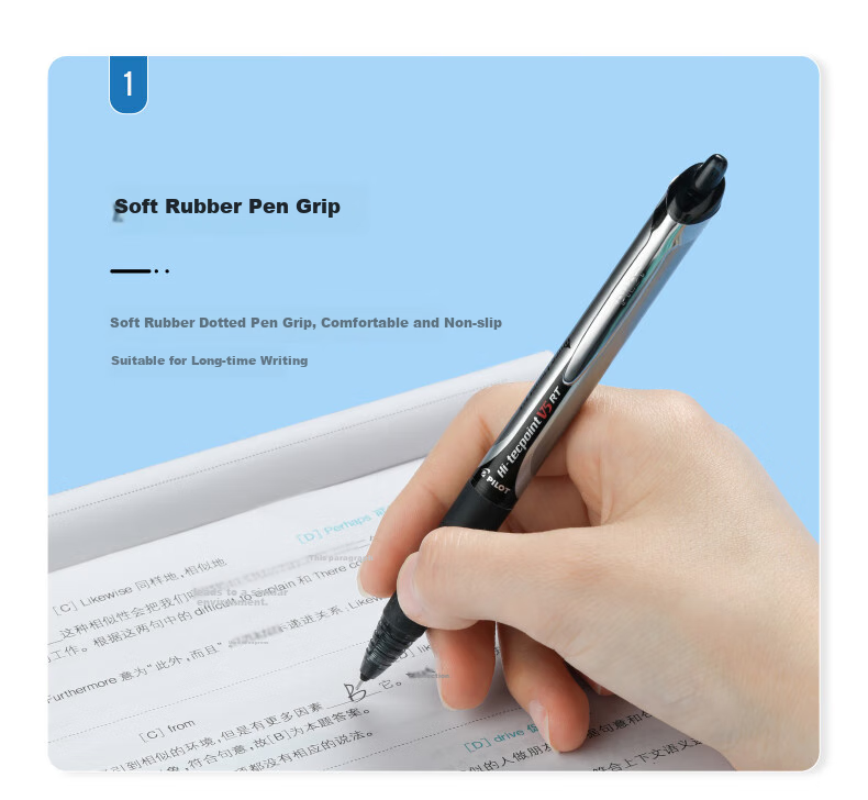 PILOT BXRT-V5 Retractable Blue-Black Gel Pen, 0.5mm, Signature Pen, Business Pen, Student Exam Pen, High-Quality Office Stationery, 6 Pens 10