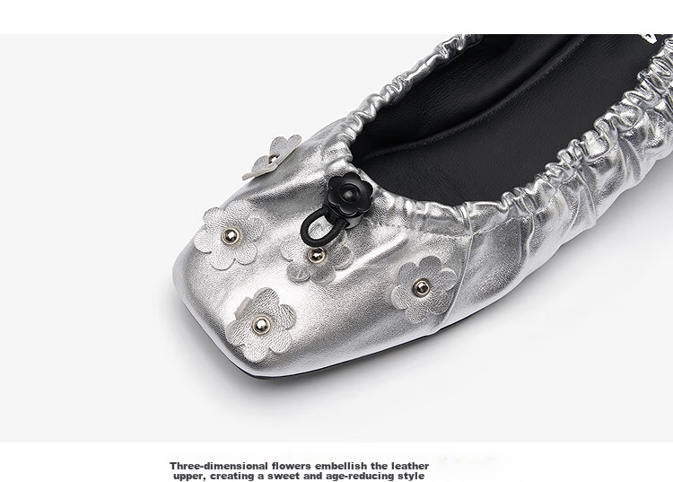 Le Saunda [Huahua Gongzhu] Fashion Lightweight Comfortable Patent Leather Flats Women's Shoes 15901, Tile Black, BKP, 37 5