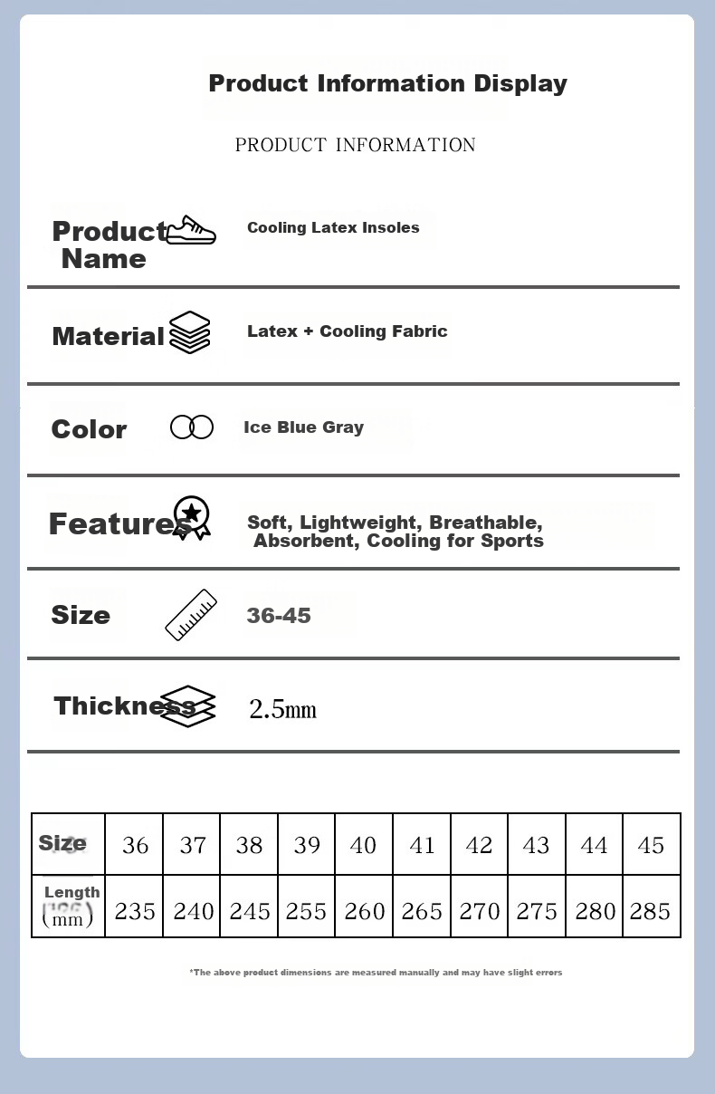 FOOTOPPO Latex Insoles for Men, Ultra-Thin Sports Leather Insoles, Thin Casual Shoe Insoles for Men And Women, Non-Slip Lightweight Soft Insoles for Bare Feet 11
