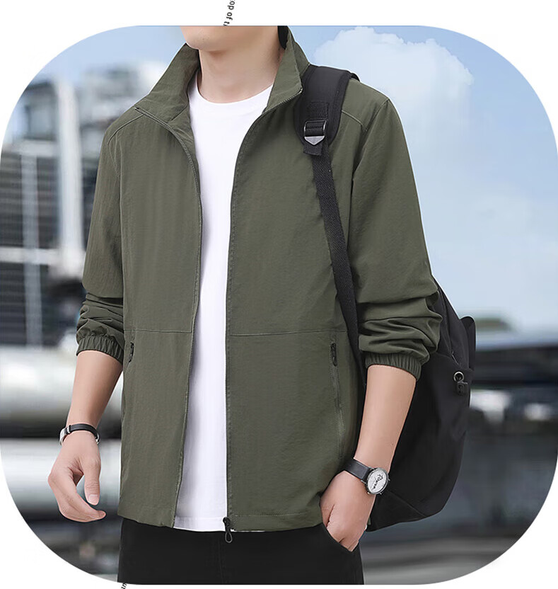 ROMON Men's Autumn Business Casual Versatile Stand Collar Executive Baseball Jacket LH03 Dark Gray XL 2