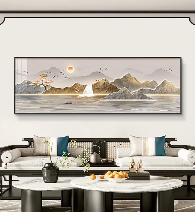Yihuan Yu Sunrise Living Room Wall Art Modern Luxury Sofa Background Decoration Landscape Painting High-End Horizontal Canvas 1