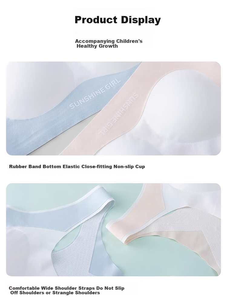 FitonTon 7A Antibacterial 2-Piece Girls' Underwear Bra, Student Middle And High School Development Puberty Girl Bra Thin Girls' Underwear 13