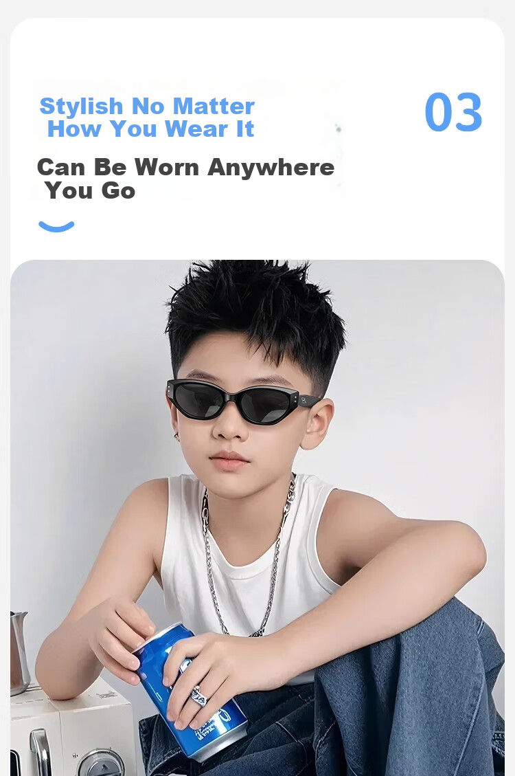 Cuntiandaofu Children's Sunglasses, Cat Eye Sunglasses, Children's Polarized Sunglasses, Boys' Fashionable Girls' Black Frame Polarized Gray 9