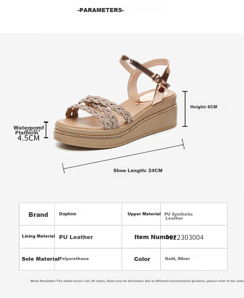 DAPHNE Thick-Soled Wedge Sandals for Women, Fashionable And Elegant Soft-Soled Shoes, Versatile High Heels to Match Dresses, Model 4622303004, Silver, Size 40 6