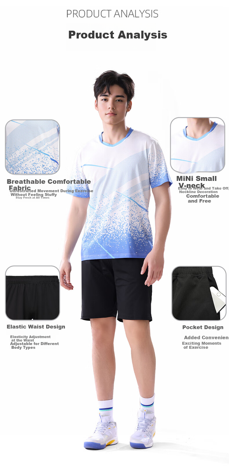 Fandimu Badminton Outfit for Men And Women, Sports Set for Fitness, Running, Track And Field Training, Seagull Short-Sleeve Two-Piece Set for Men 2XL 3